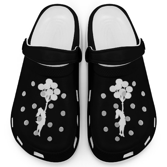 Banksy Girl with balloons. Clogs