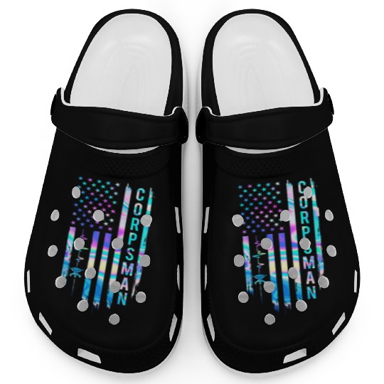 Awesome US Flag Heart Corpsman Clogs