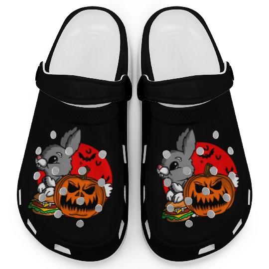 Cute Spooky Halloween Bunny with Pumpkin Costume Clogs