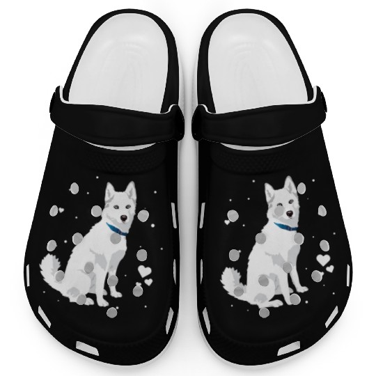 Cute White Siberian Husky Sweet White Snow Dog Clogs