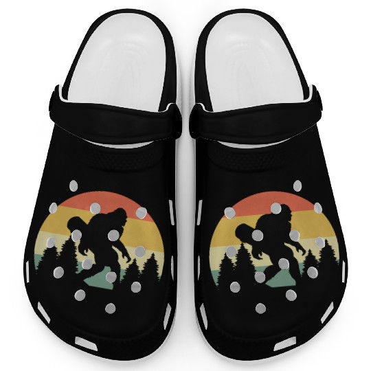 Retro Silhouette Sasquatch Bigfoot Skateboard Clogs