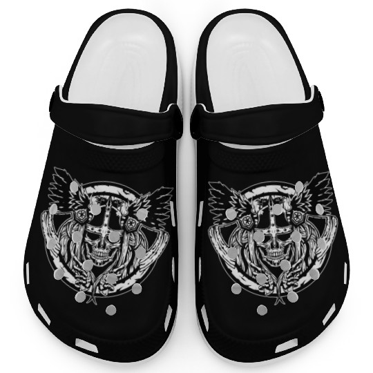 Skull Raven Nordic Axt Odin Thor Norse Viking Clogs
