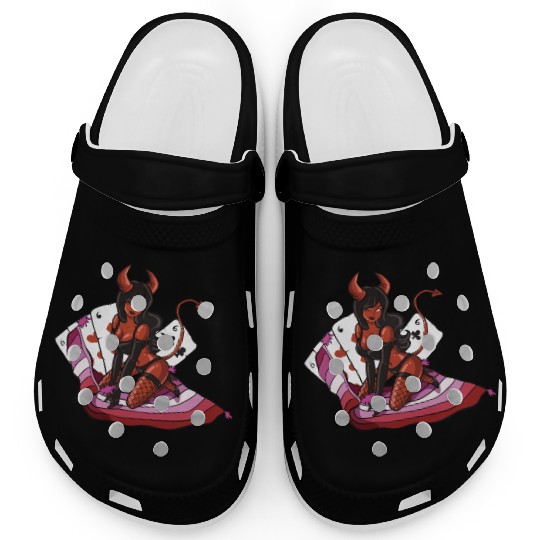 Lesbian Cool Devil Women Colors Of Lesbian Flag Clogs