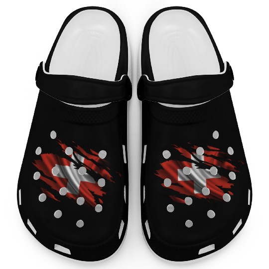Switzerland Ripped Flag Clogs