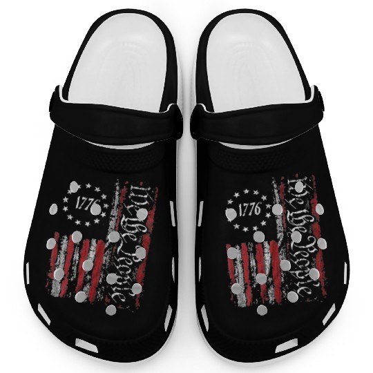 Old American Flag Patriotic 1776 We The People USA Clogs