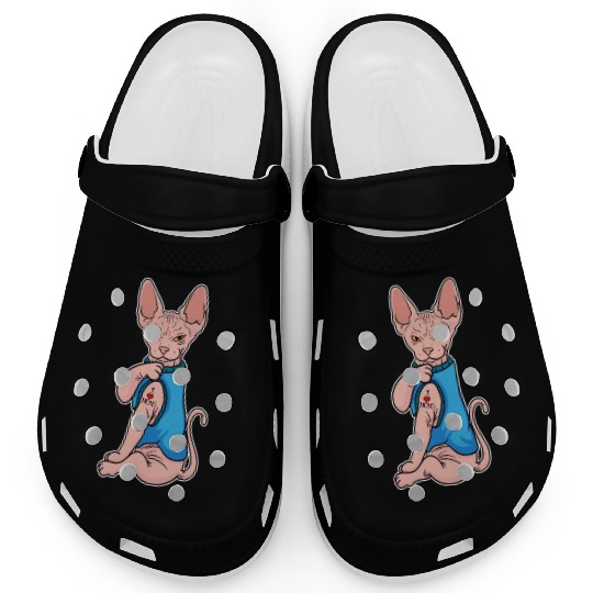 Sphynx Cat Tattoo I Love Mom Mother Mama Clogs