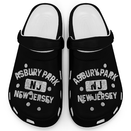 Asbury Park Nj New Jersey Gym Style Distressed Whi Clogs