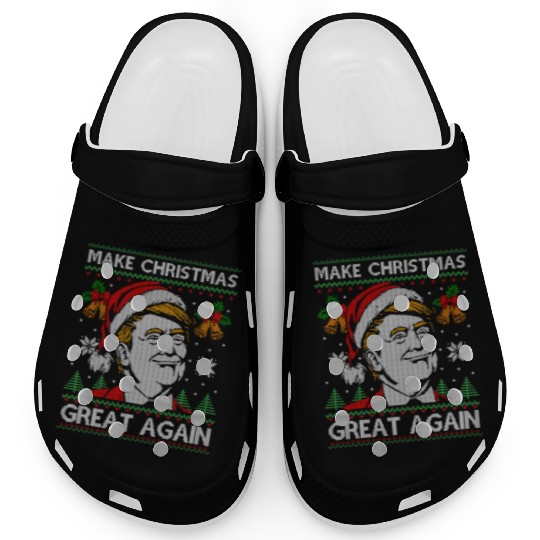 Make Christmas Great Again Funny Trump Ugly Xmas Clogs