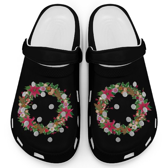 classic Christmas wreath lavishly decorated Clogs