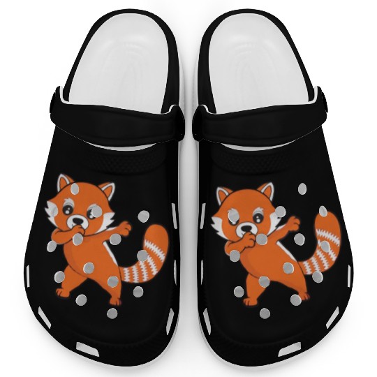 Dabbing Red Panda Cherry Blossoms Bamboo Clogs