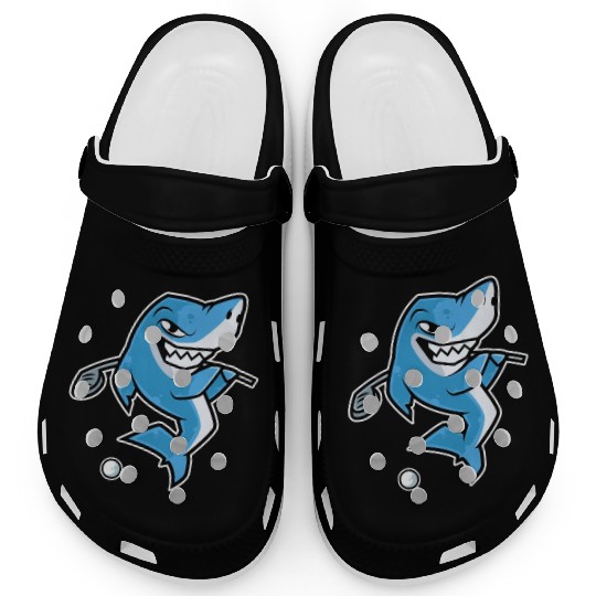 Shark Golf Player Golfer Golfing Funny Kids Boys Clogs