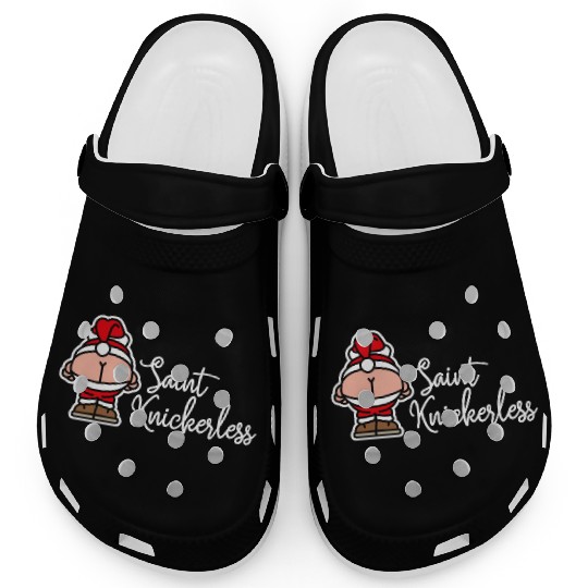 St. Knickerless funny Santa Claus Christmas puns Clogs