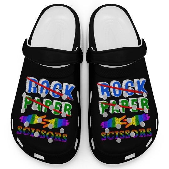 Rock Paper Scissors Lesbian Couple LGBTQ Pride Mon Clogs