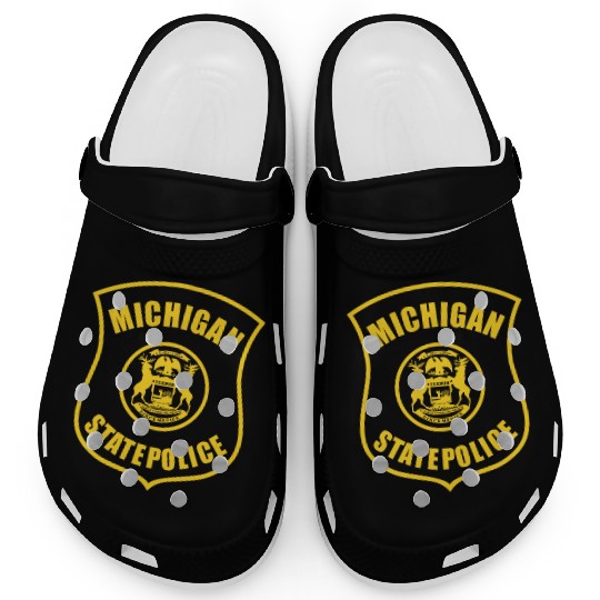 michigan state police logo for black Clogs