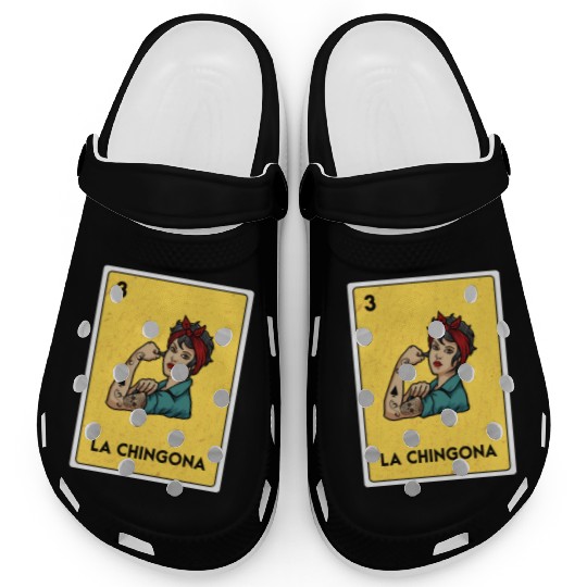 La Chingona Mexican Lottery Bingo Game Card Player Clogs