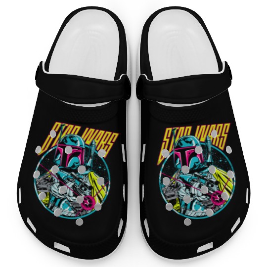 Star Wars Boba Fett Neon Blaster Vintage Graphic Clogs