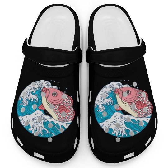 Japanese Koi Fish Great Kanagawa Wave Clogs