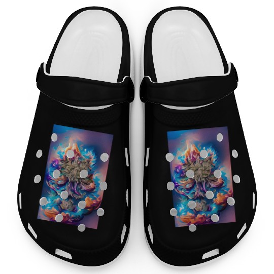 Aqua Enamelled Gooey Kaleidoscopic Nug Flower Weed Clogs
