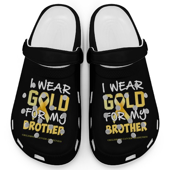 Childhood Cancer Awareness Gold For My Brother Clogs