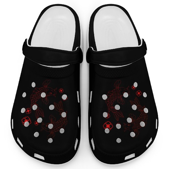 Japanese Koi Fish Carp Graphic Design Clogs