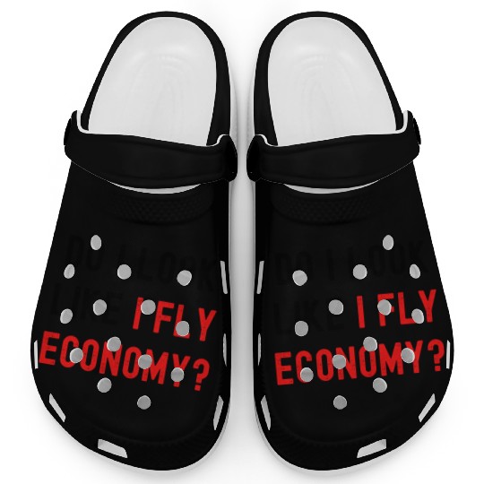 Do I Look Like I Fly Economy, Distressed Red Black Clogs