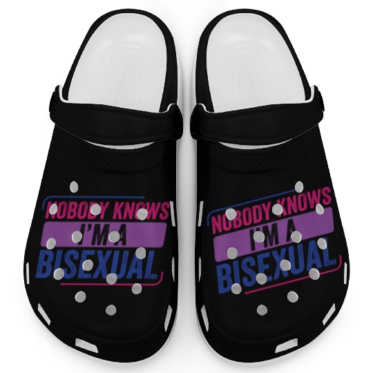 Nobody Knows Bi Pride Bisexual Bisexuality Flag Clogs