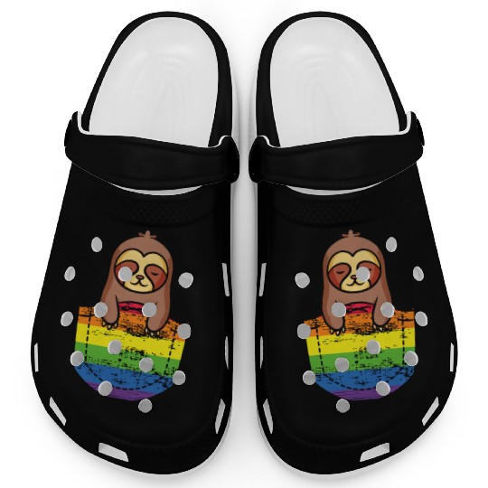 Pocket Sloth LGBTQ Rainbow Flag Pride Month Gay Clogs