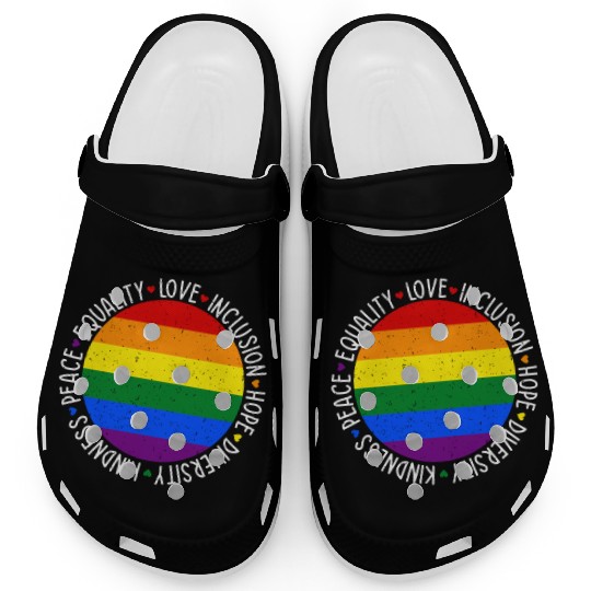 Kindness Equality Love LGBTQ Rainbow Flag Gay Clogs