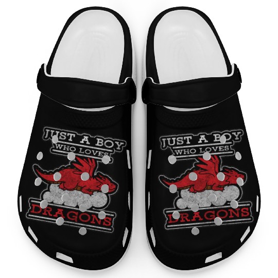 Fantasy Asia Black Chinese Dragon Clogs
