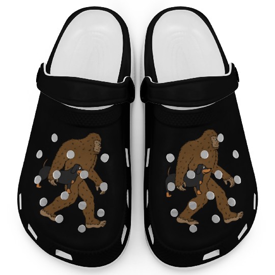 Bigfoot Sasquatch Carrying Dachshund Clogs