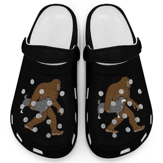 Bigfoot Sasquatch Carrying Schnauzer Clogs