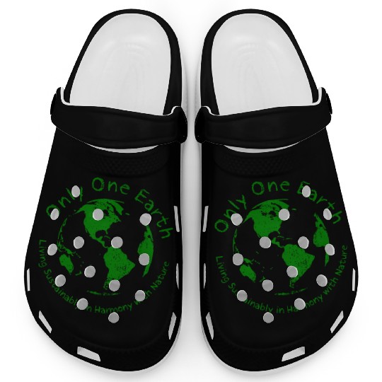 Only One Earth - dark green vintage design Clogs