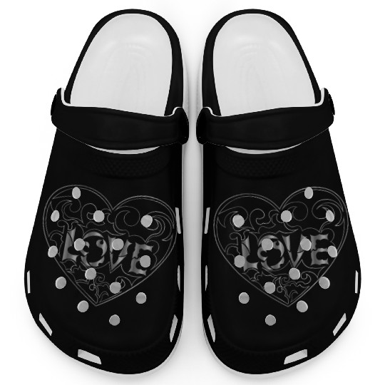 Artsy Love Silver logo in a heart Clogs