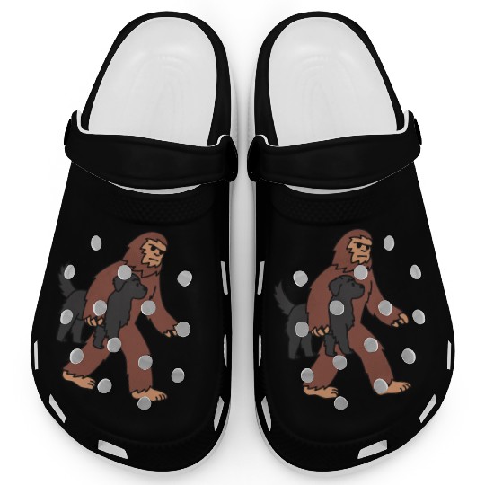 Bigfoot Sasquatch Walking Newfoundland Dog Clogs