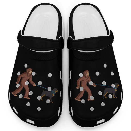 Bigfoot Sasquatch Walking Rottweiler Clogs