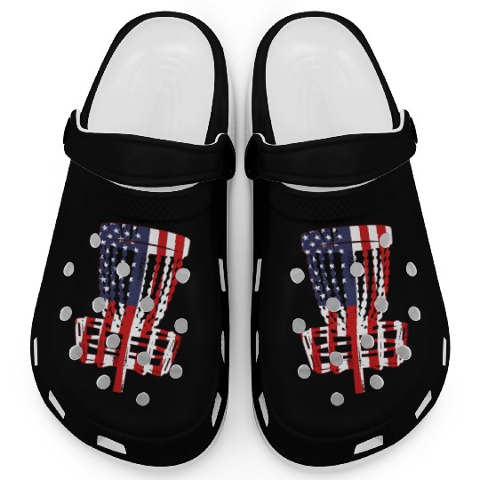 US Flag Disc Golf Basket 4th of July Disc Golfer Clogs