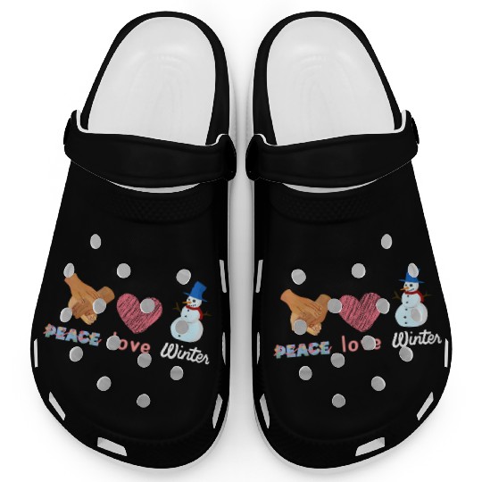 peace, love, winter Clogs