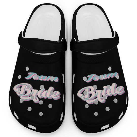 Bachelorette party team bride coul retro pink Clogs