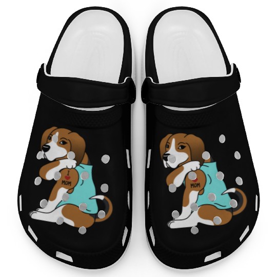 I Love Mom Tattoo Basset Hound Clogs