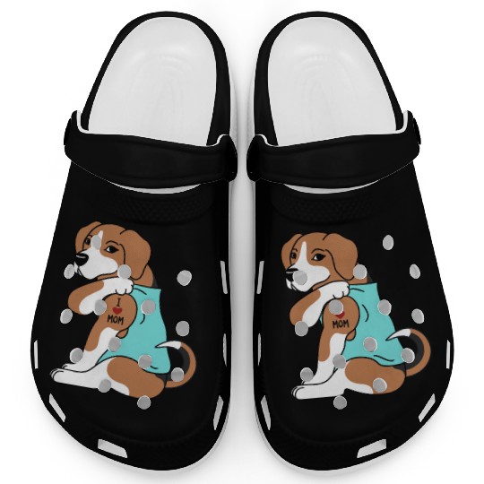 I Love Mom Tattoo Beagle Clogs