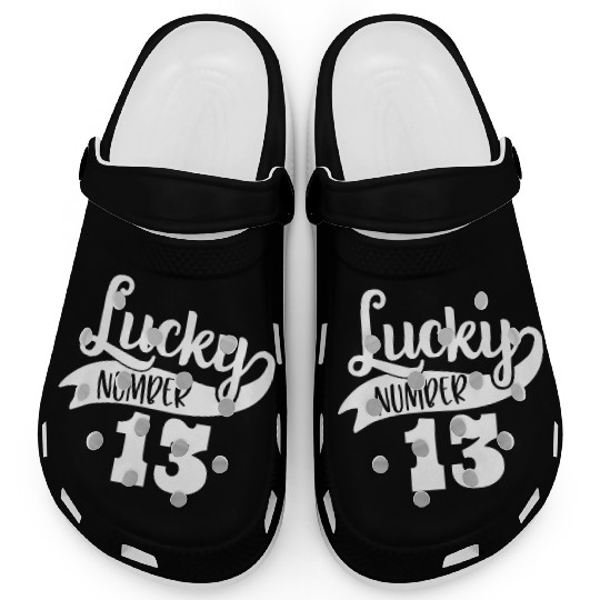 Lucky Number 13 Birthday Party Design Clogs