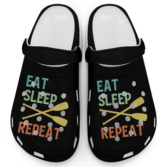 Eat Sleep Paddle Repeat Vintage Canoe Kayak Clogs