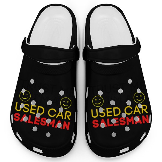 Trust Me I'm a Used Car Salesman (Gold & Red) Clogs