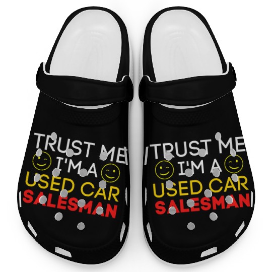 Trust Me I'm a Used Car Salesman (Gold & Red) Clogs