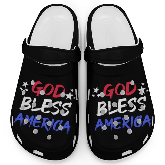 Patriotic USA God Bless America Clogs