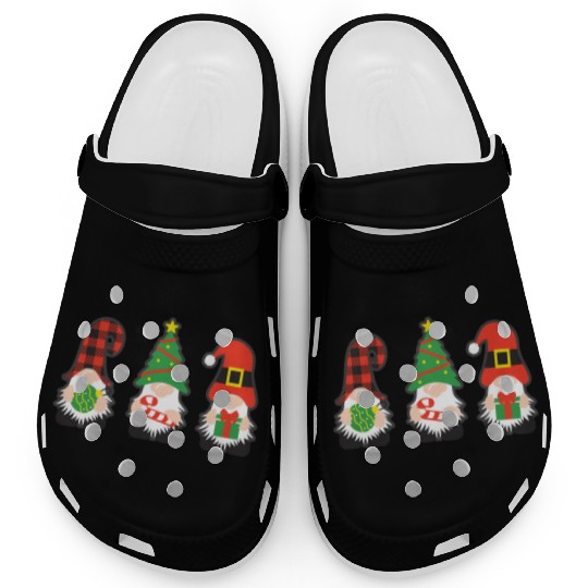 Christmas Gnomes with candy cane, gift Clogs
