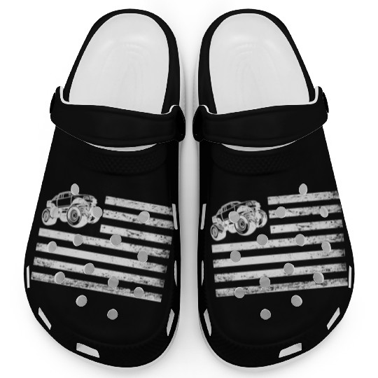 Monster Truck American Flag Racing USA Patriotic Clogs