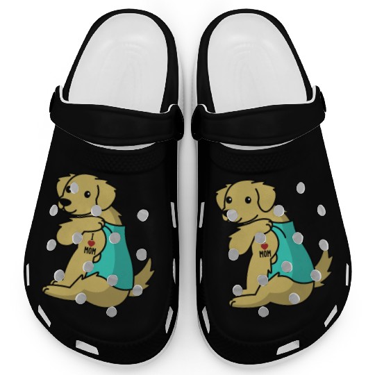 I Love Mom Tattoo Golden Retriever Clogs