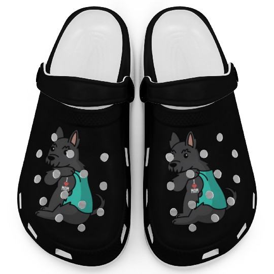 I Love Mom Tattoo Scottish Terrier Clogs