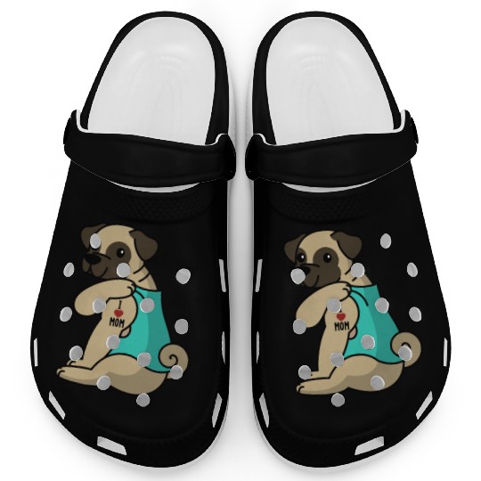 I Love Mom Tattoo Pug Clogs